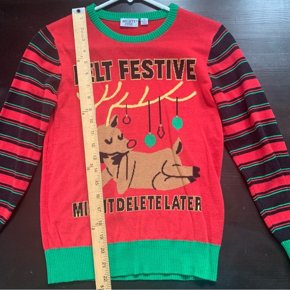Christmas Sweater Felt Festive Might Delete Ugly Sweater Parties Winter Holiday - Picture 5 of 7